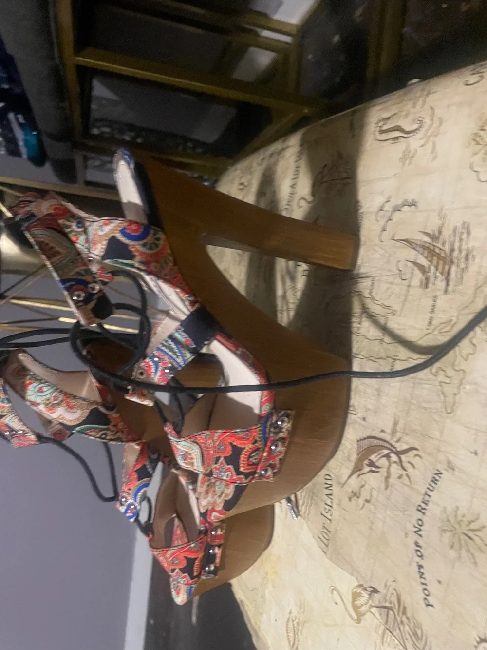 Jessica Simpson Red Multicolor Paisley Platform Sandals